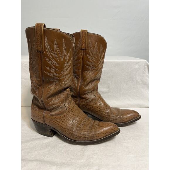 DAN POST Boots Western Tan Leather Cowboy Work Riding Boots Mens Sz 10 - Picture 1 of 11